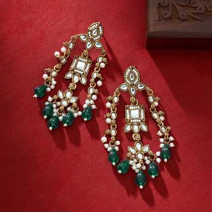 Teejh Zaha Green Bead Gold Earrings