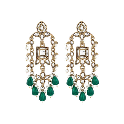 Teejh Zaha Green Bead Gold Earrings