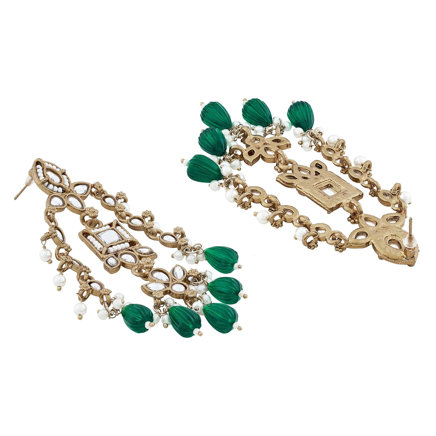 Teejh Zaha Green Bead Gold Earrings