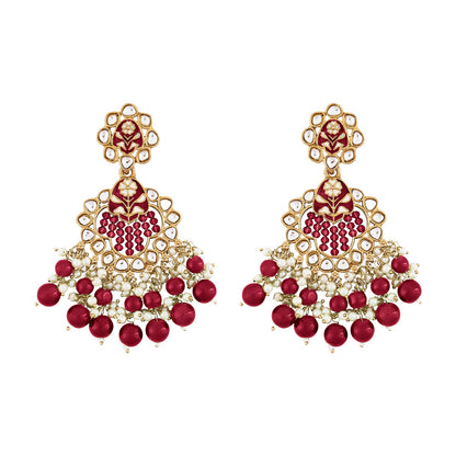 Teejh Maria Red Bead Gold Oxidised Earrings