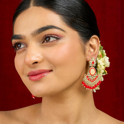Teejh Ineya Red Bead Gold Earrings