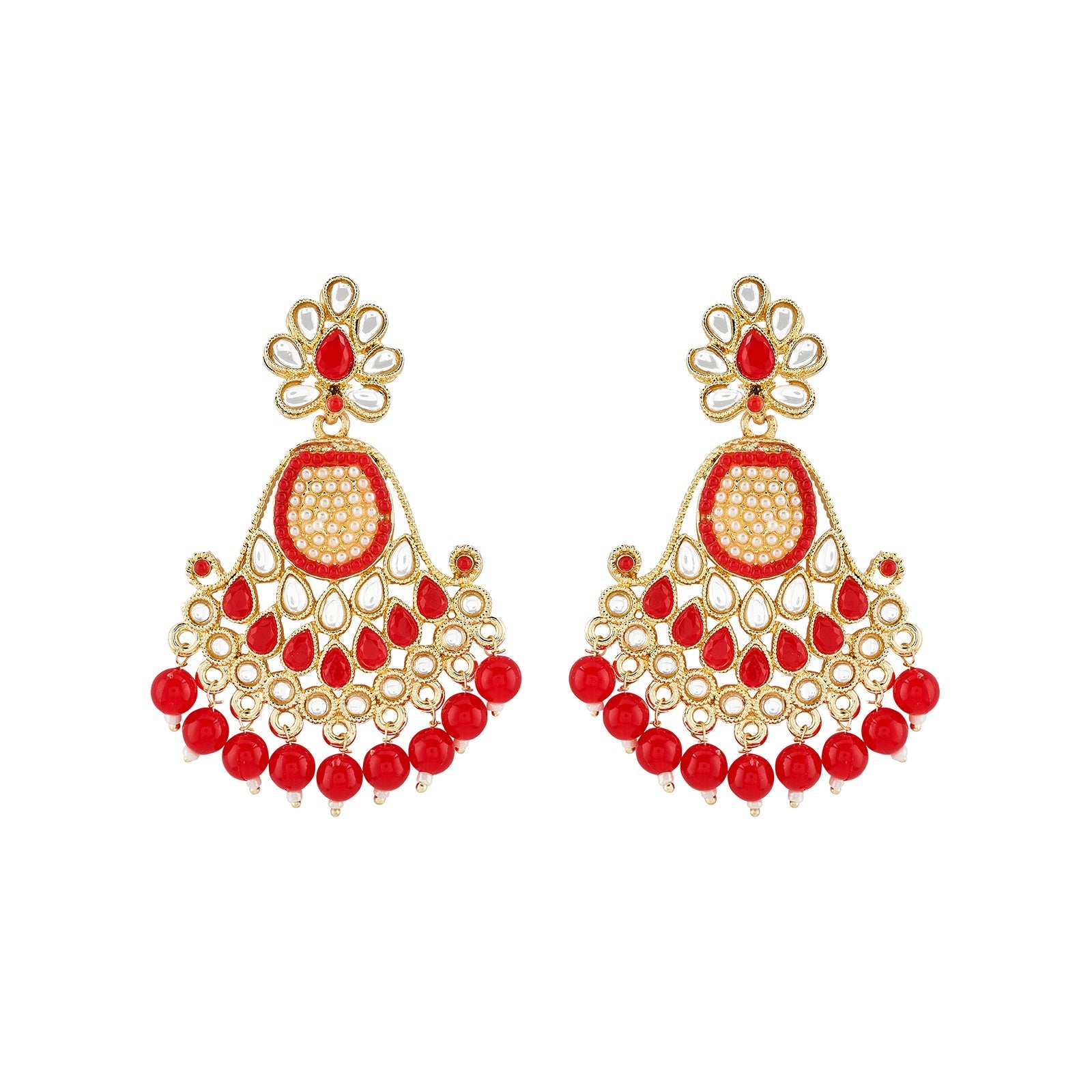 Teejh Ineya Red Bead Gold Earrings