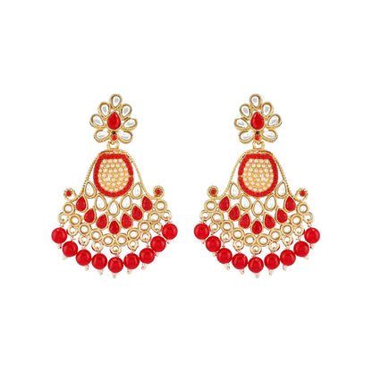 Teejh Ineya Red Bead Gold Earrings