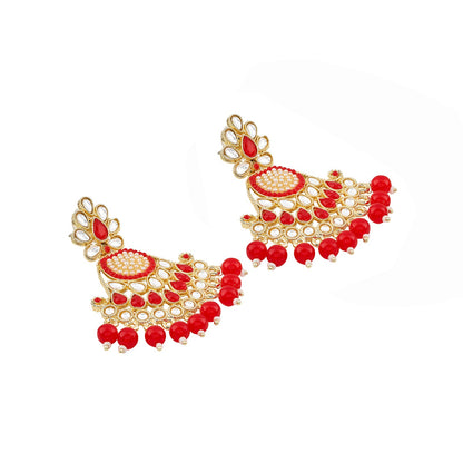 Teejh Ineya Red Bead Gold Earrings