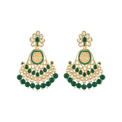 Teejh Ineya Green Bead Gold Earrings