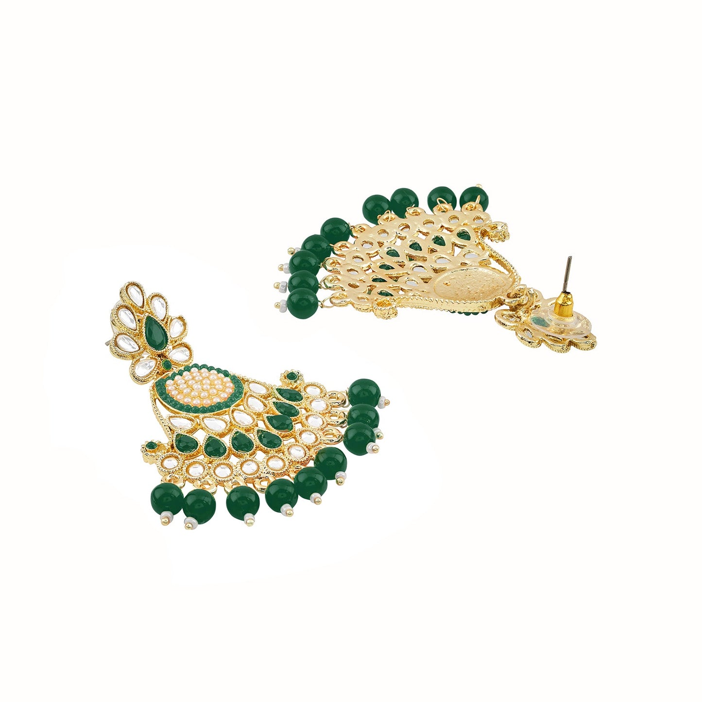 Teejh Ineya Green Bead Gold Earrings