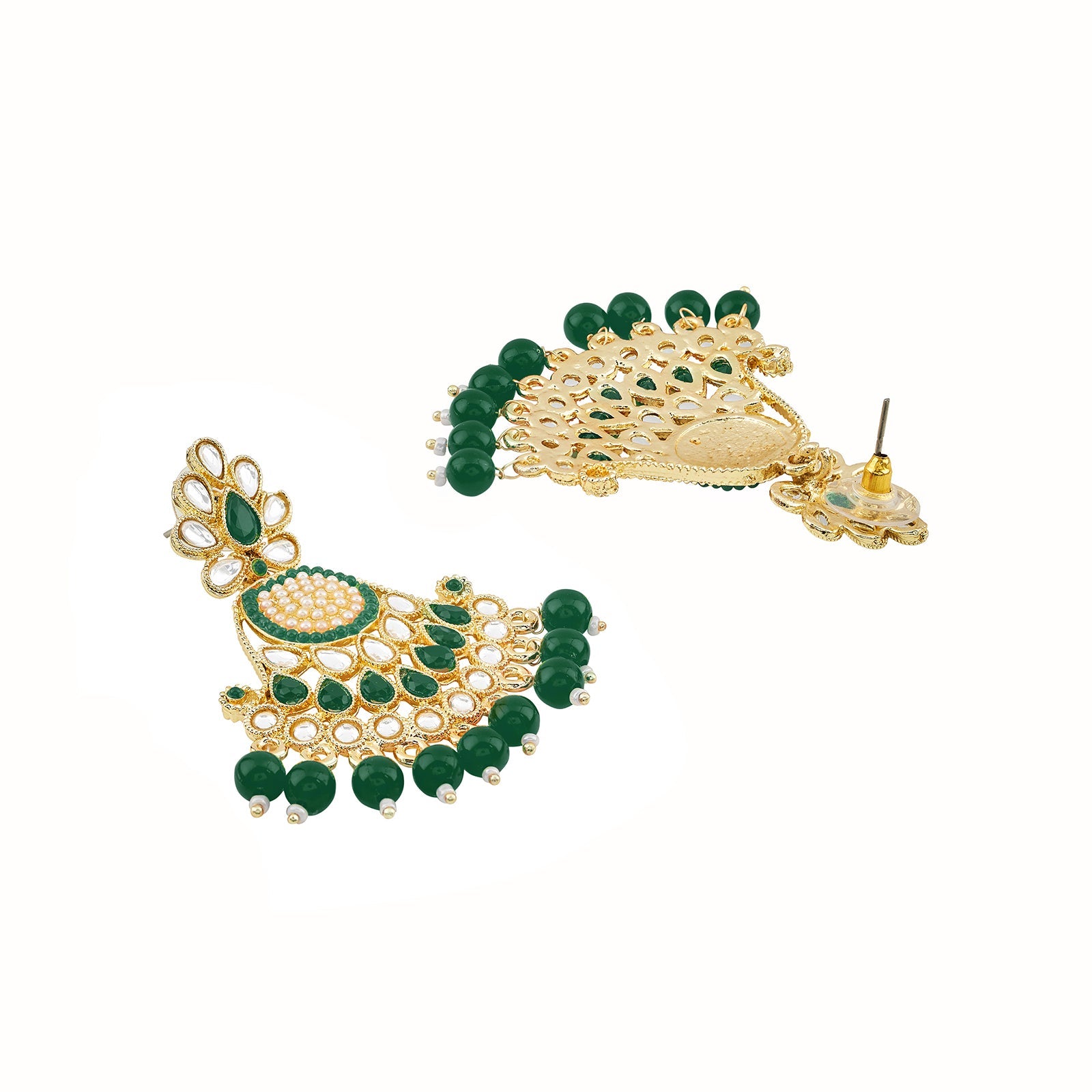 Teejh Ineya Green Bead Gold Earrings
