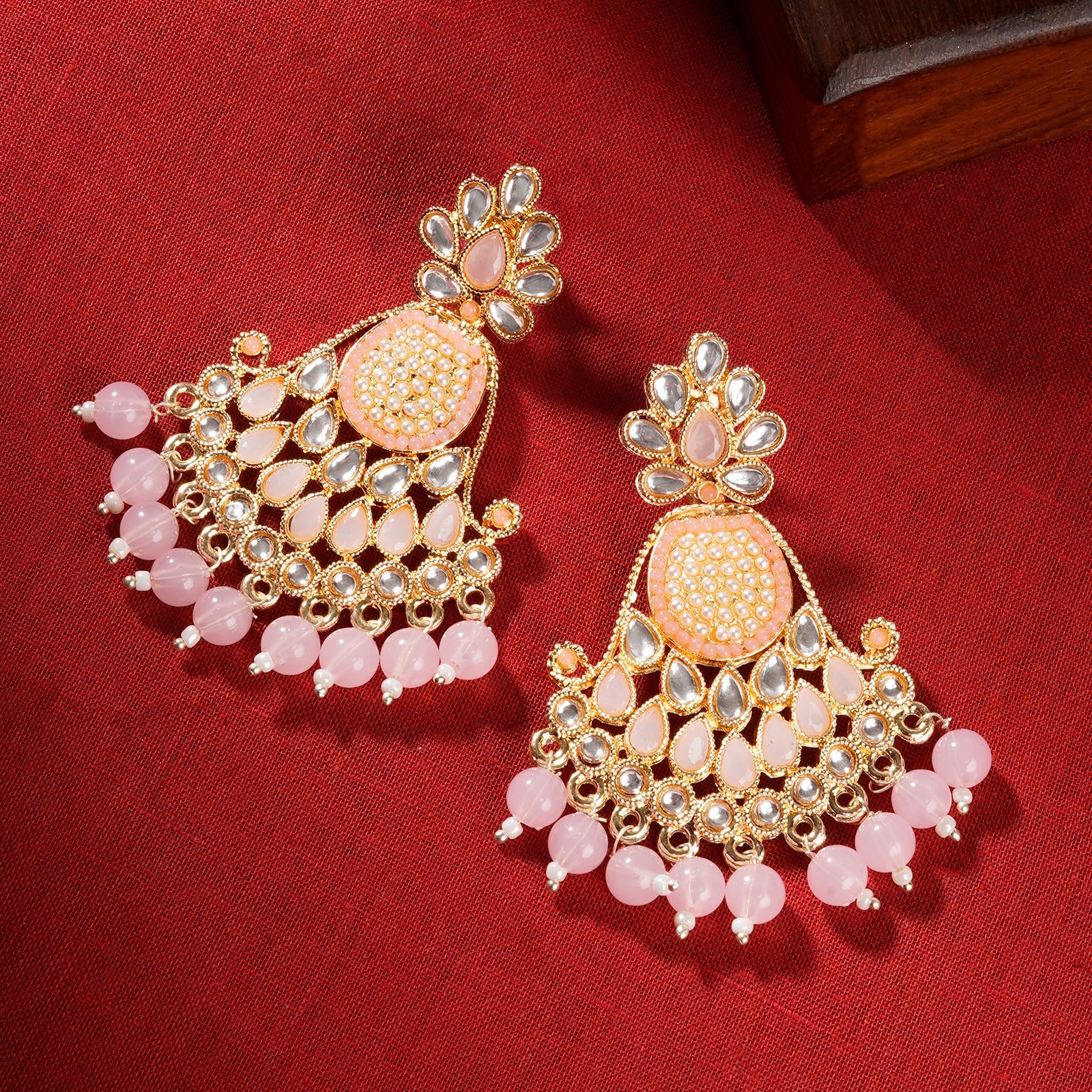 Teejh Ineya Pink Bead Gold Earrings