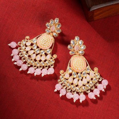 Teejh Ineya Pink Bead Gold Earrings