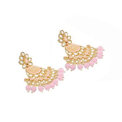 Teejh Ineya Pink Bead Gold Earrings