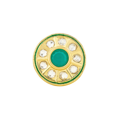 Teejh Smita Green and Gold Round shaped Ring