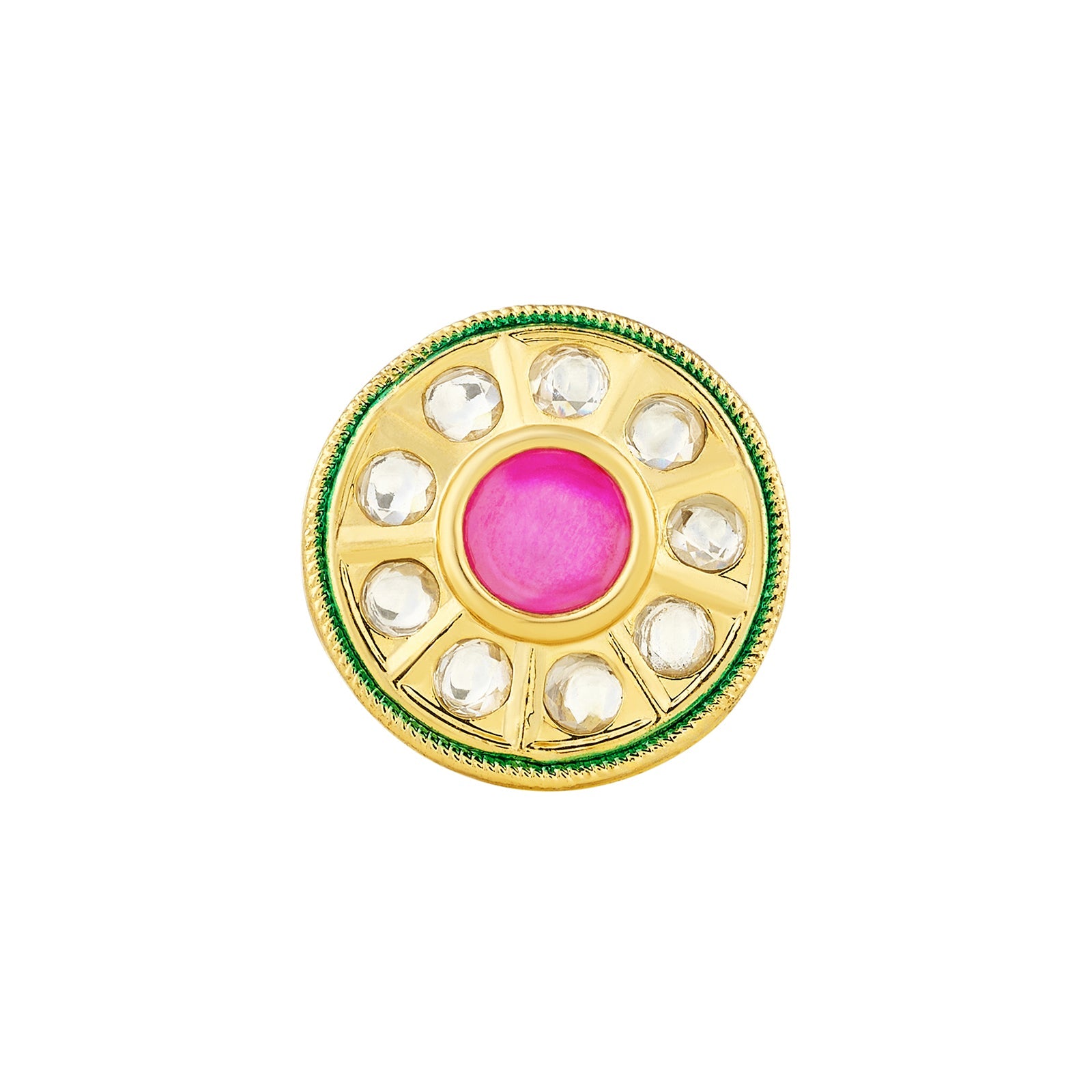 Teejh Smita Red and Gold Round shaped Ring
