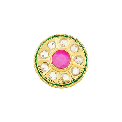Teejh Smita Red and Gold Round shaped Ring