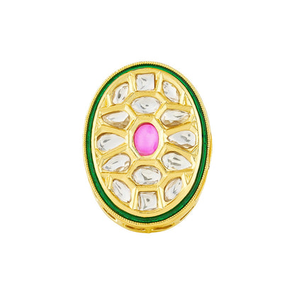 Teejh Smita Red and Gold Oval shaped Ring