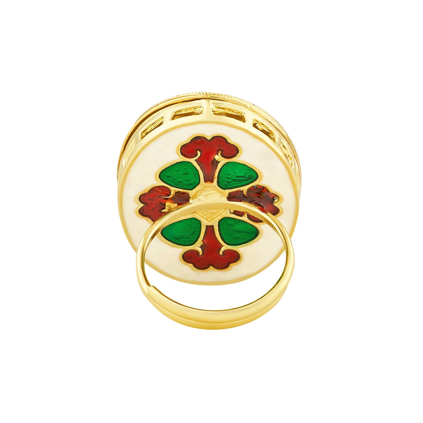 Teejh Smita Green and Gold Oval shaped Ring