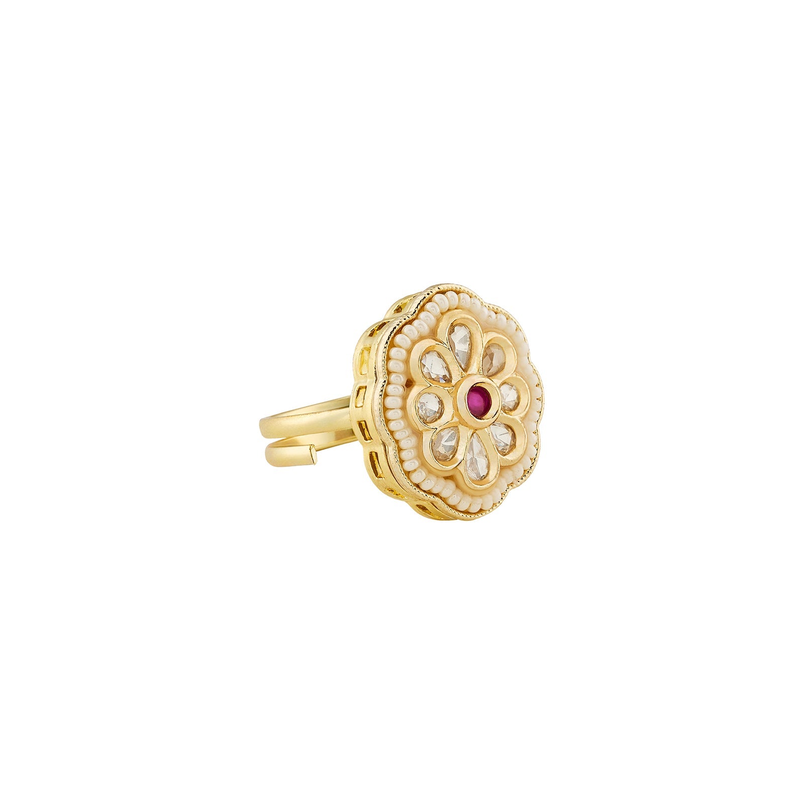 Teejh Kriti Red and Gold Ring