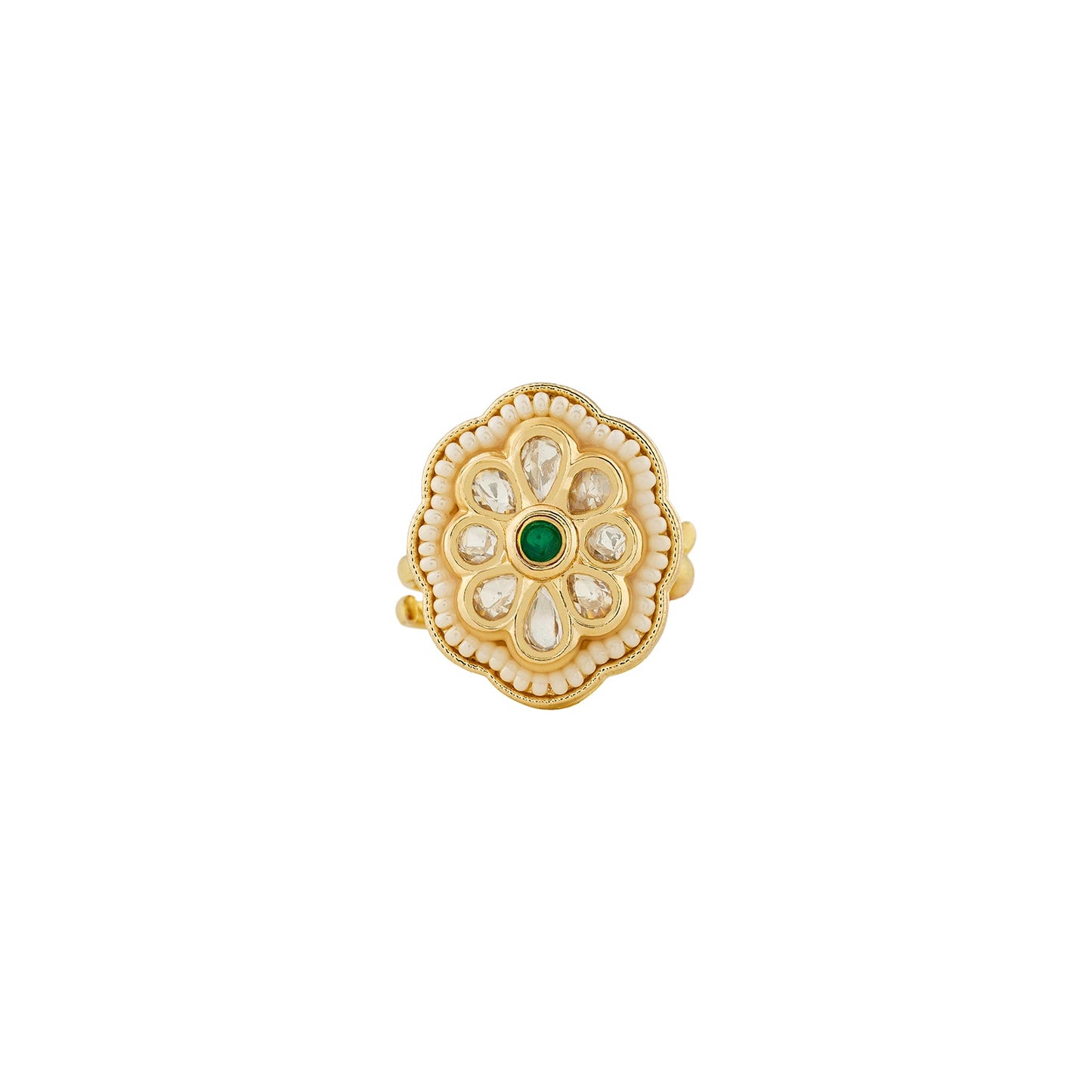 Teejh Kriti Green and Gold Ring