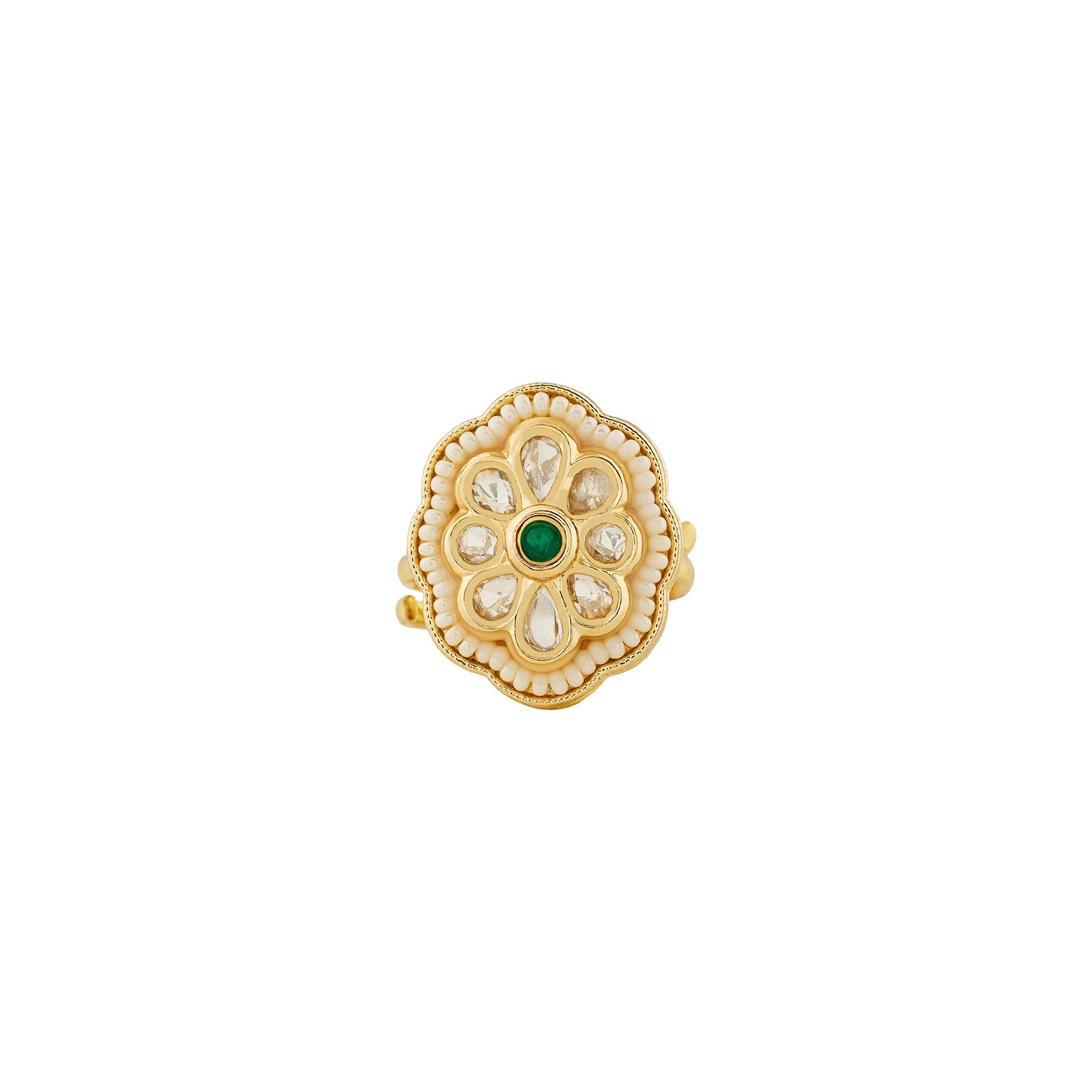 Teejh Kriti Green and Gold Ring