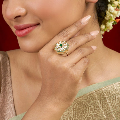 Teejh Raaya Green and Gold Ring
