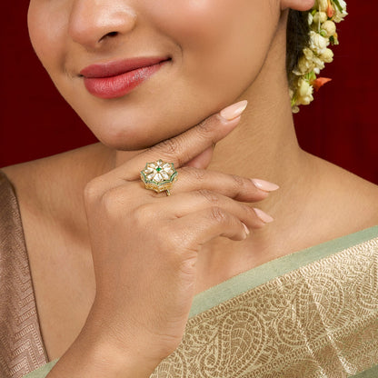 Teejh Hayaa Green and Gold Ring