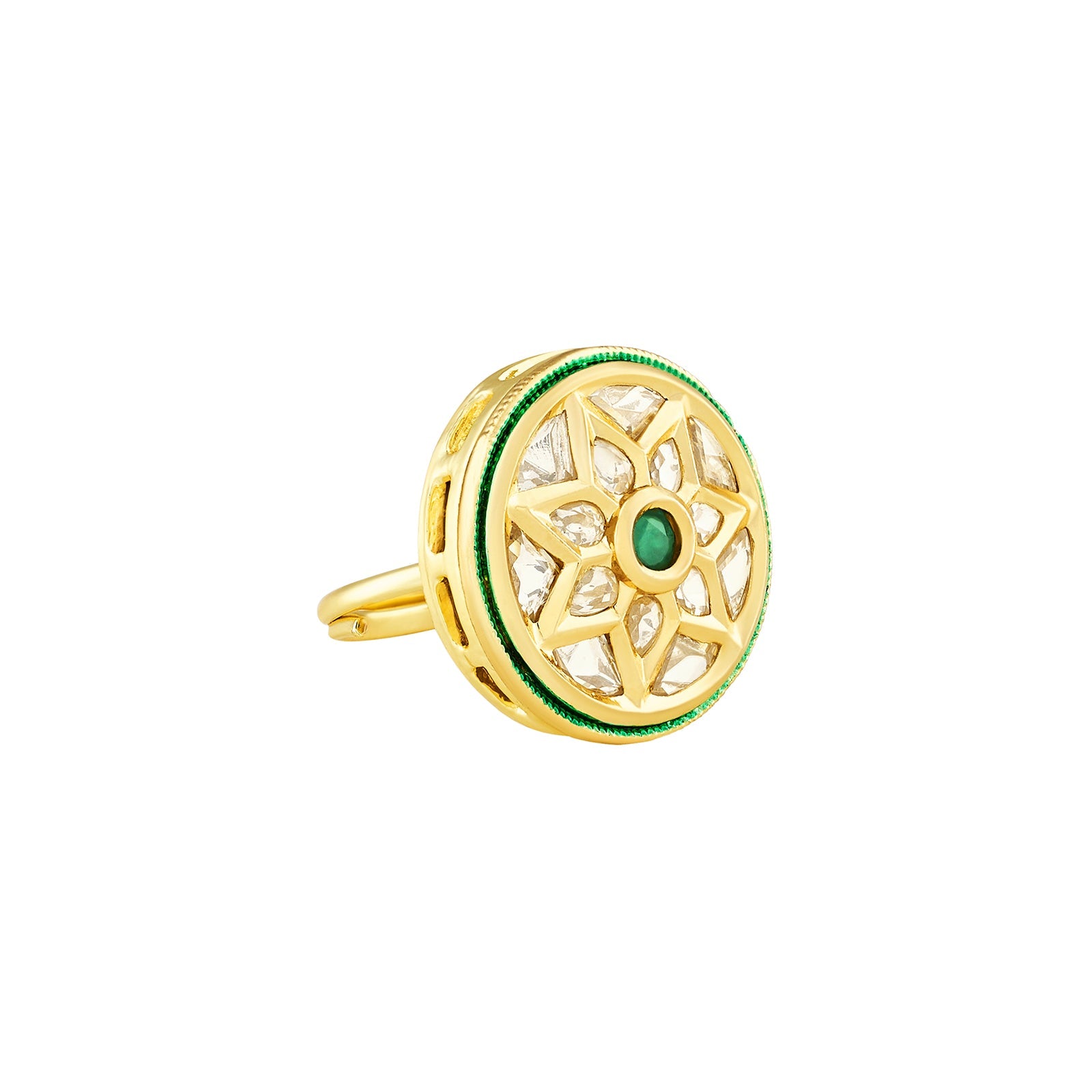 Teejh Lakya Green and Gold Ring
