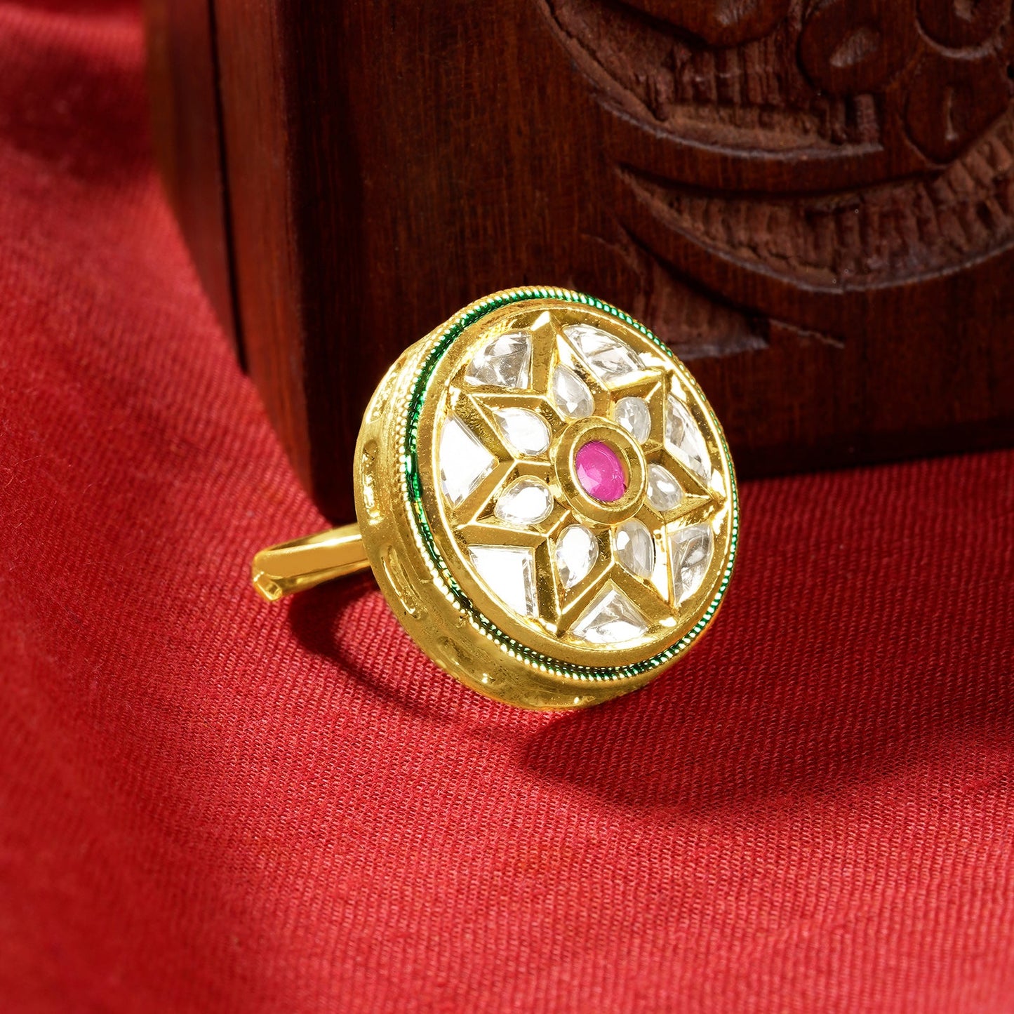 Teejh Lakya Red and Gold Ring