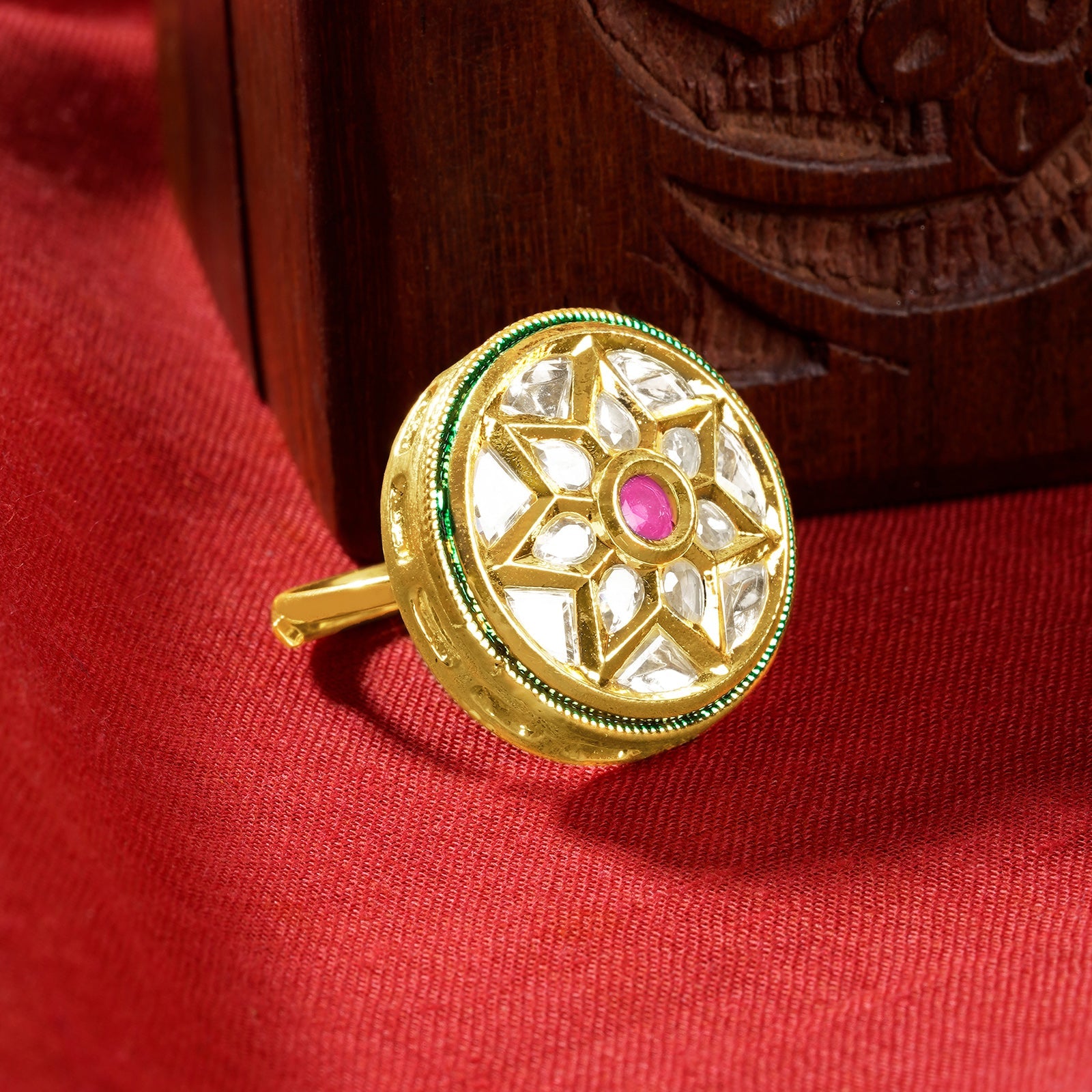 Teejh Lakya Red and Gold Ring