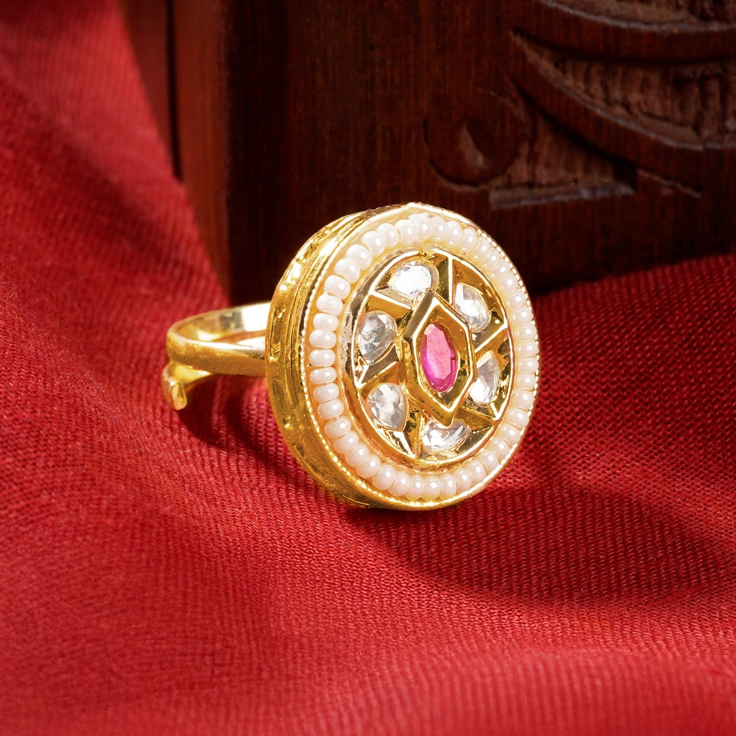 Teejh Rishina Red and Gold Ring