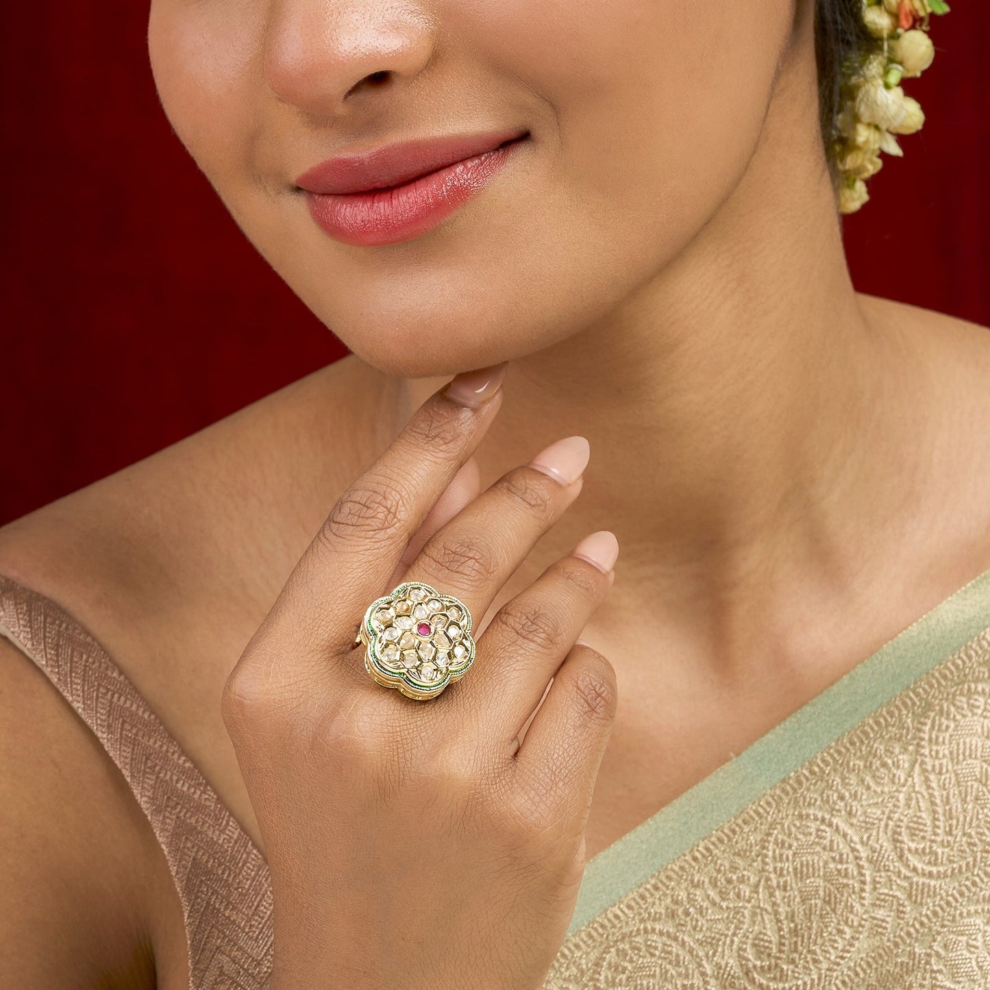 Teejh Trinika Red and Gold Ring