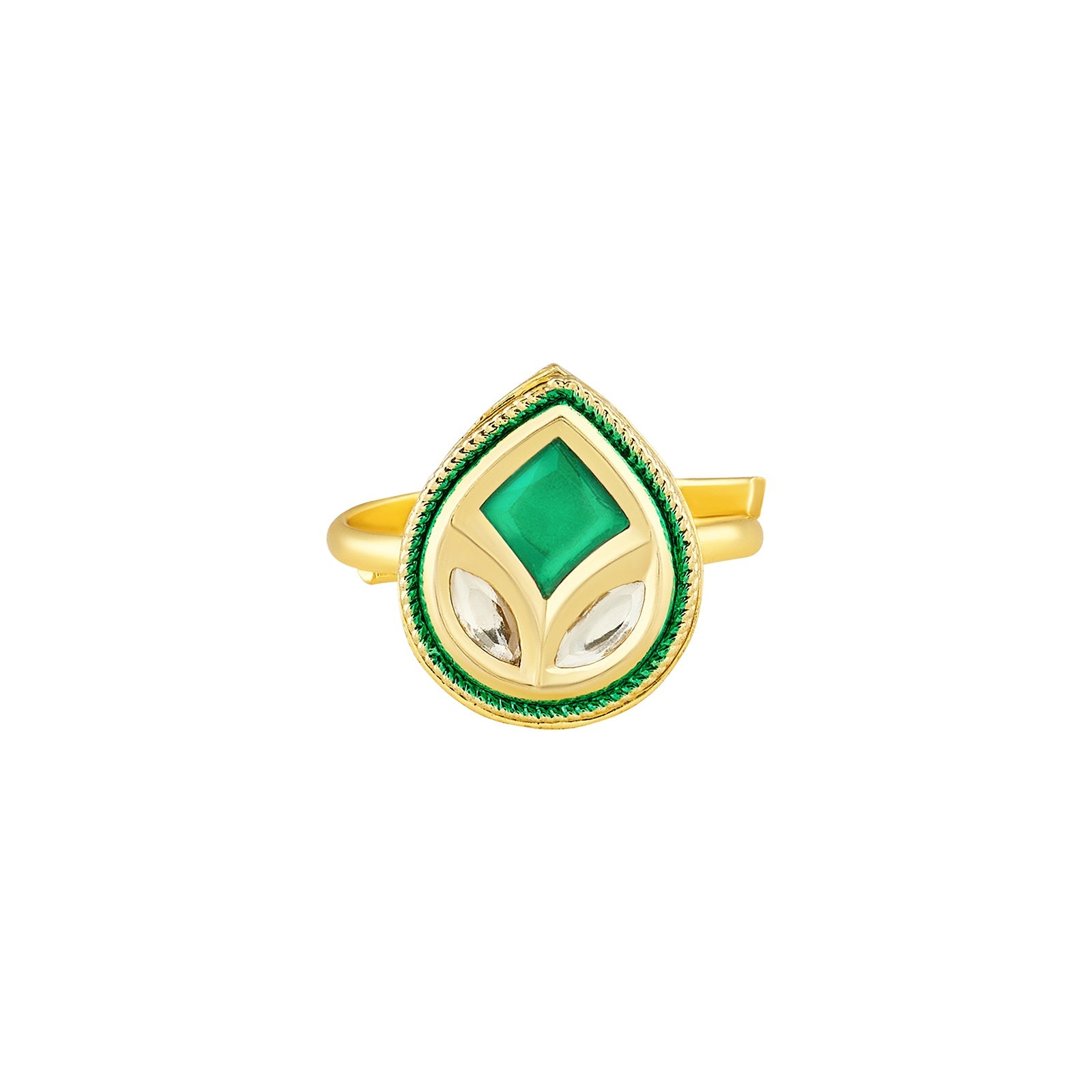 Teejh Kalindi Green and Gold Ring