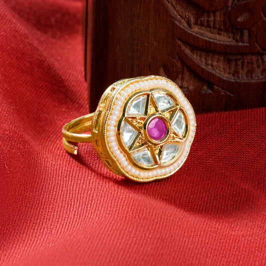 Teejh Vedangi Red and Gold Ring