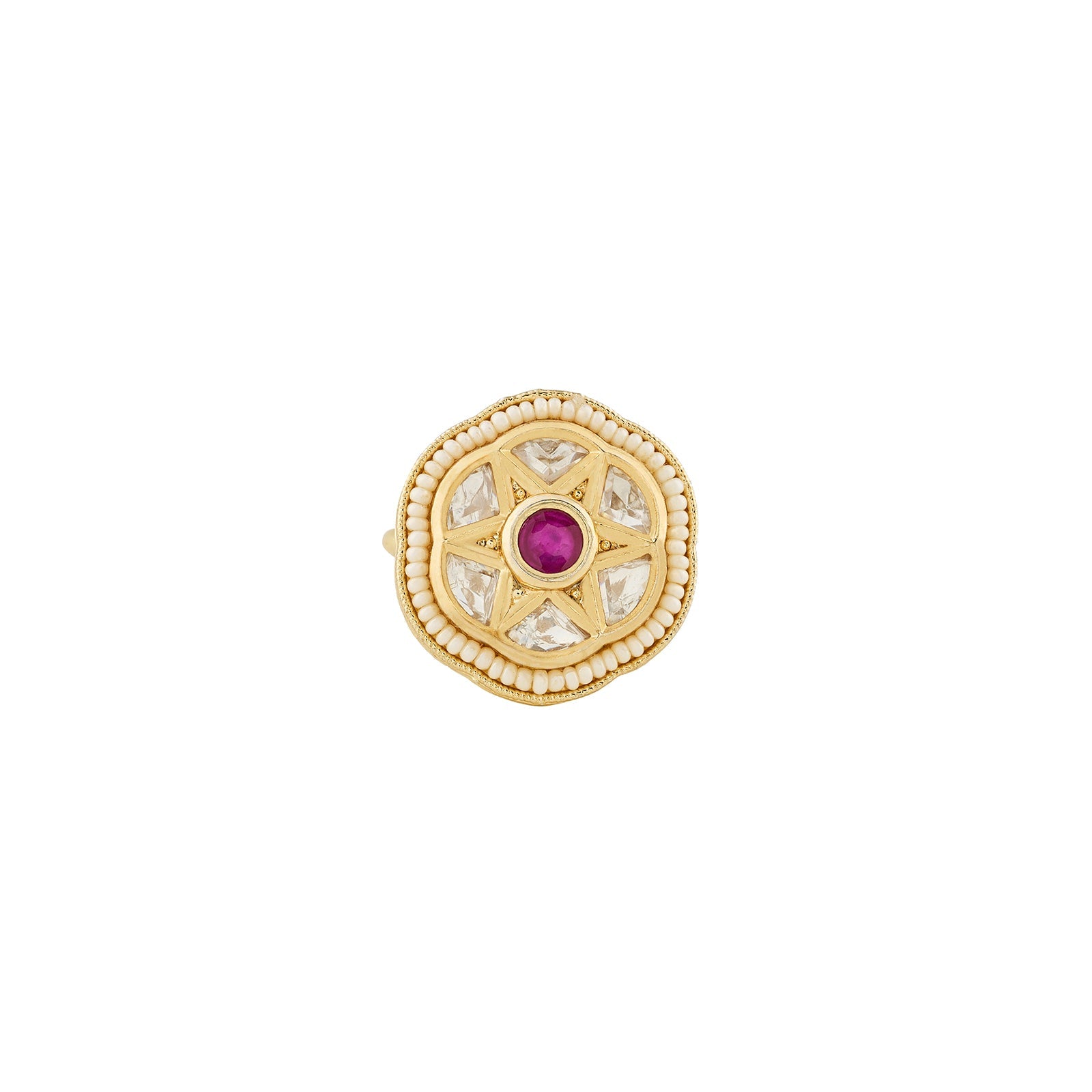 Teejh Vedangi Red and Gold Ring