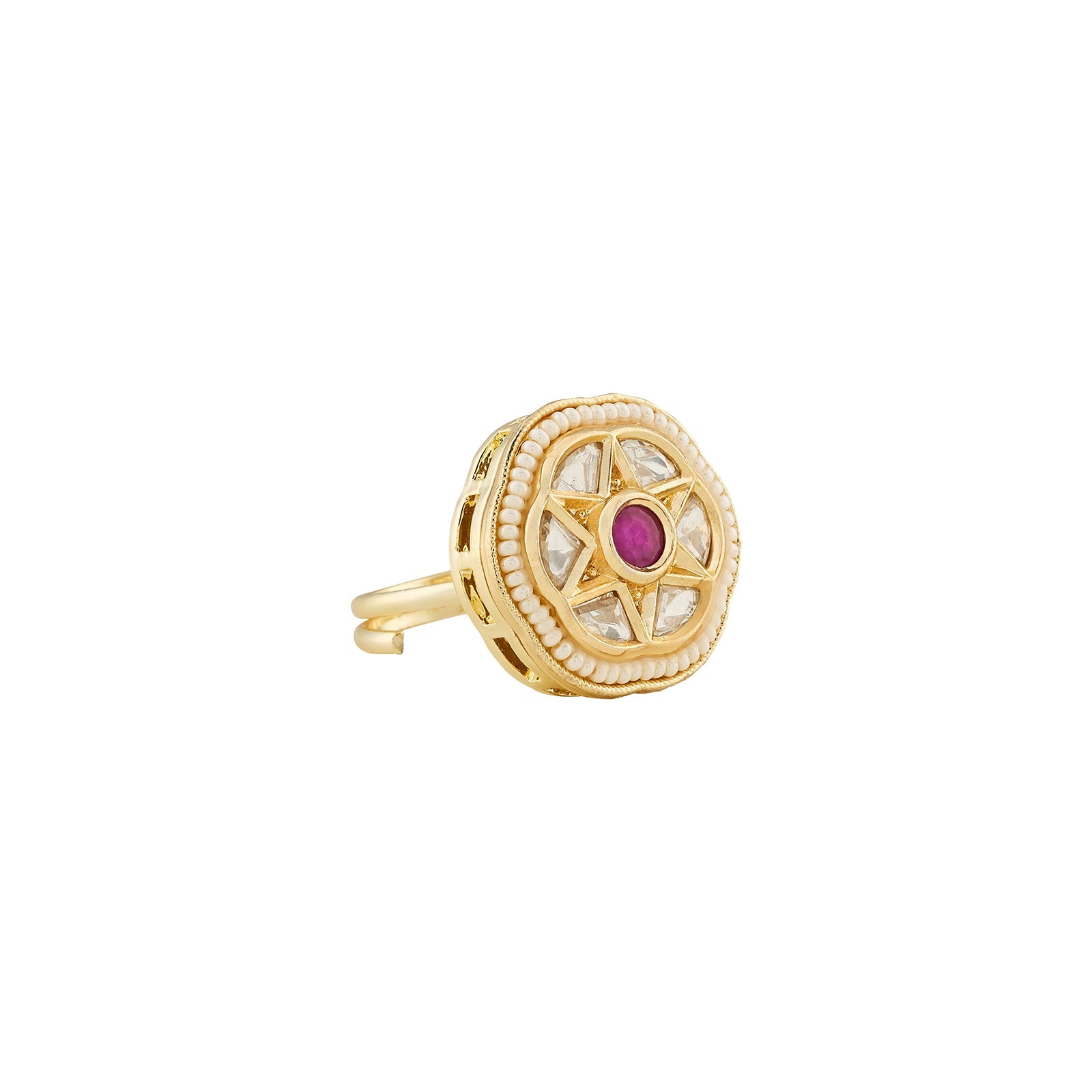 Teejh Vedangi Red and Gold Ring