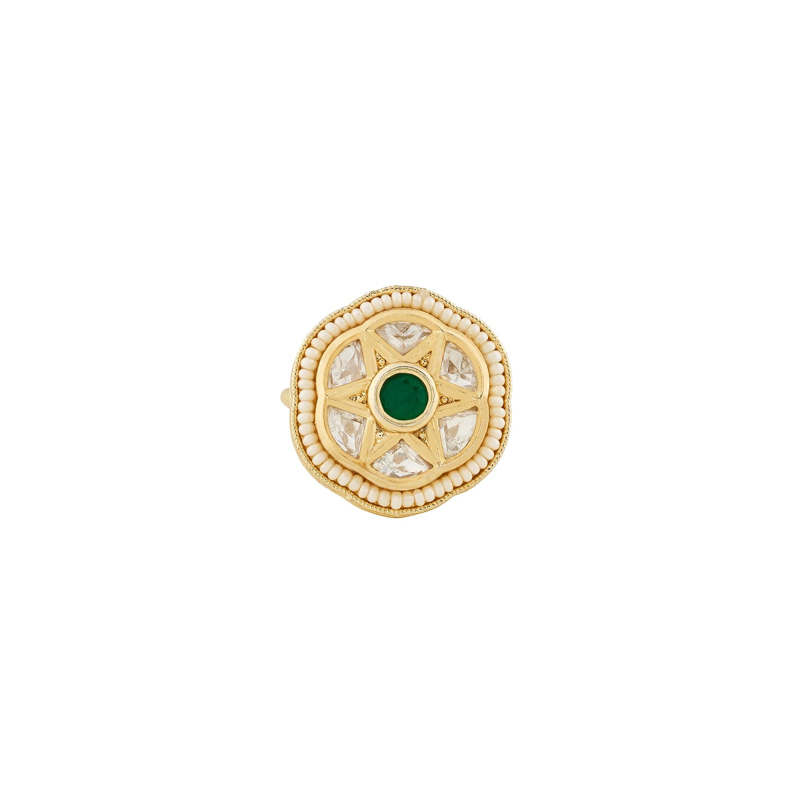 Teejh Vedangi Green and Gold Ring