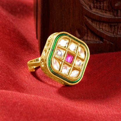 Teejh Jhimar Red and Gold Ring