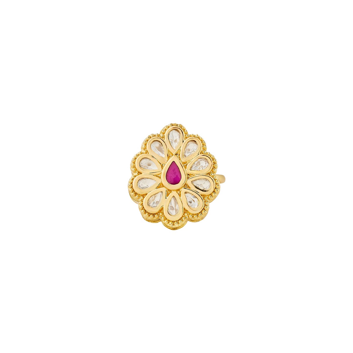 Teejh Phulan Red and Gold Ring