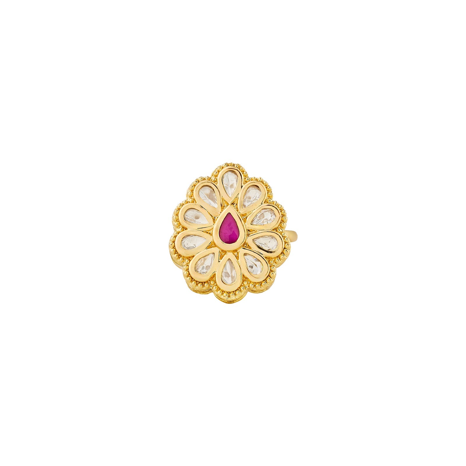 Teejh Phulan Red and Gold Ring