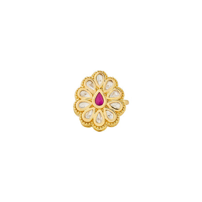 Teejh Phulan Red and Gold Ring