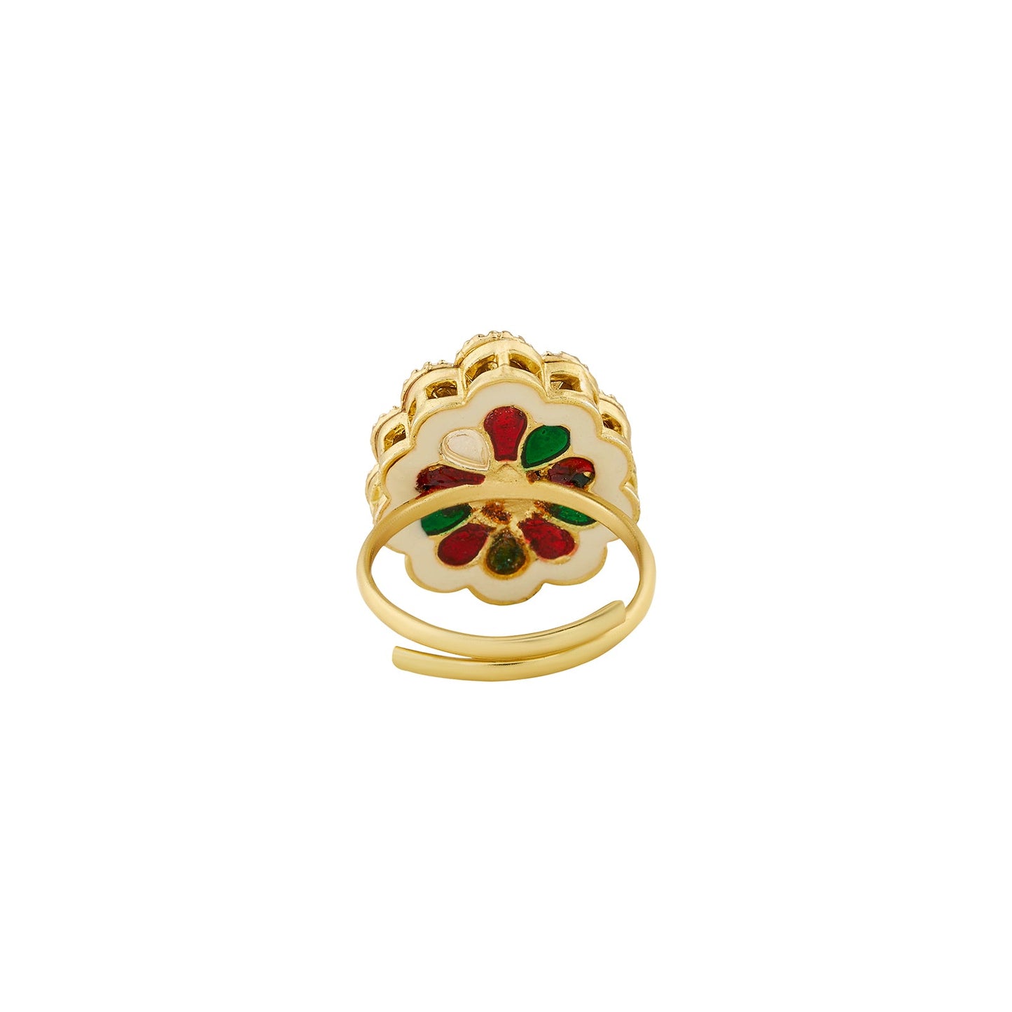 Teejh Phulan Red and Gold Ring
