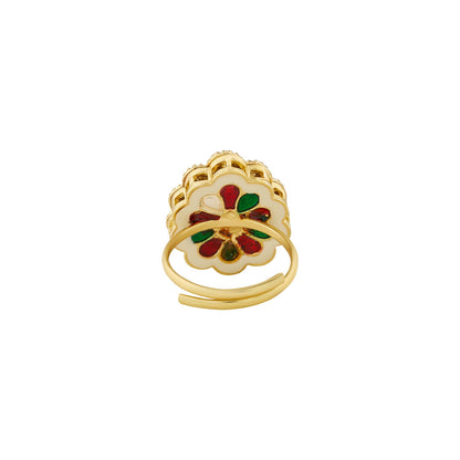 Teejh Phulan Red and Gold Ring