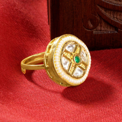 Teejh Simmu Green and Gold Ring