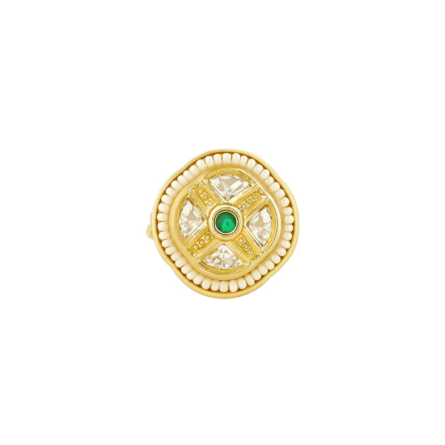 Teejh Simmu Green and Gold Ring