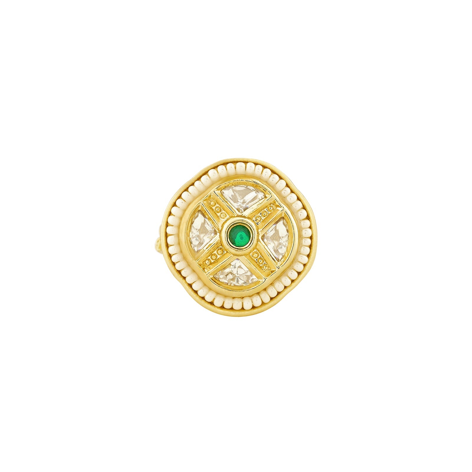 Teejh Simmu Green and Gold Ring
