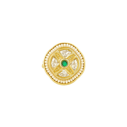Teejh Simmu Green and Gold Ring