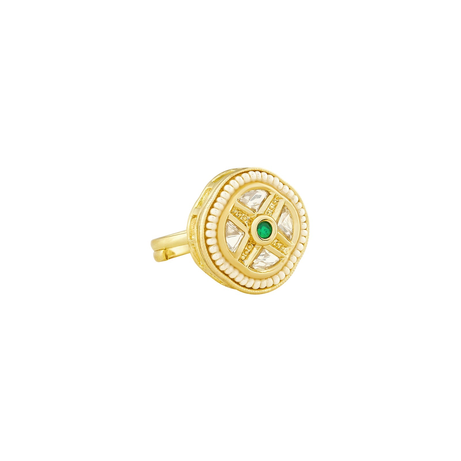 Teejh Simmu Green and Gold Ring