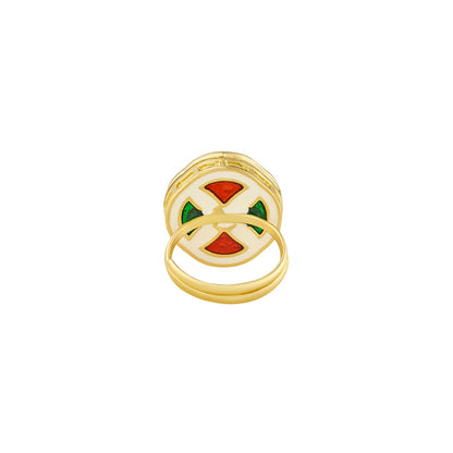 Teejh Simmu Green and Gold Ring