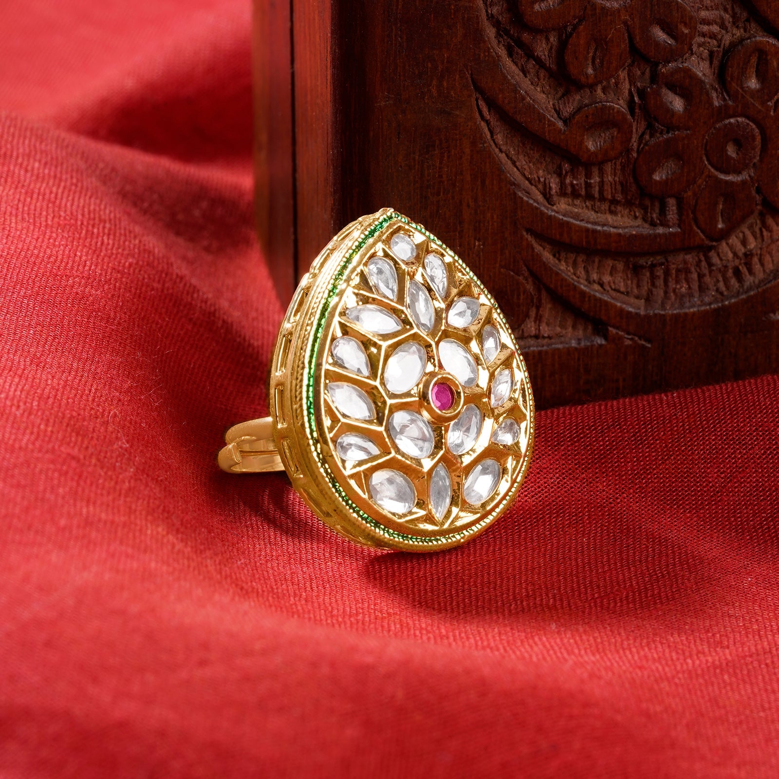 Teejh Tilika Red and Gold Ring
