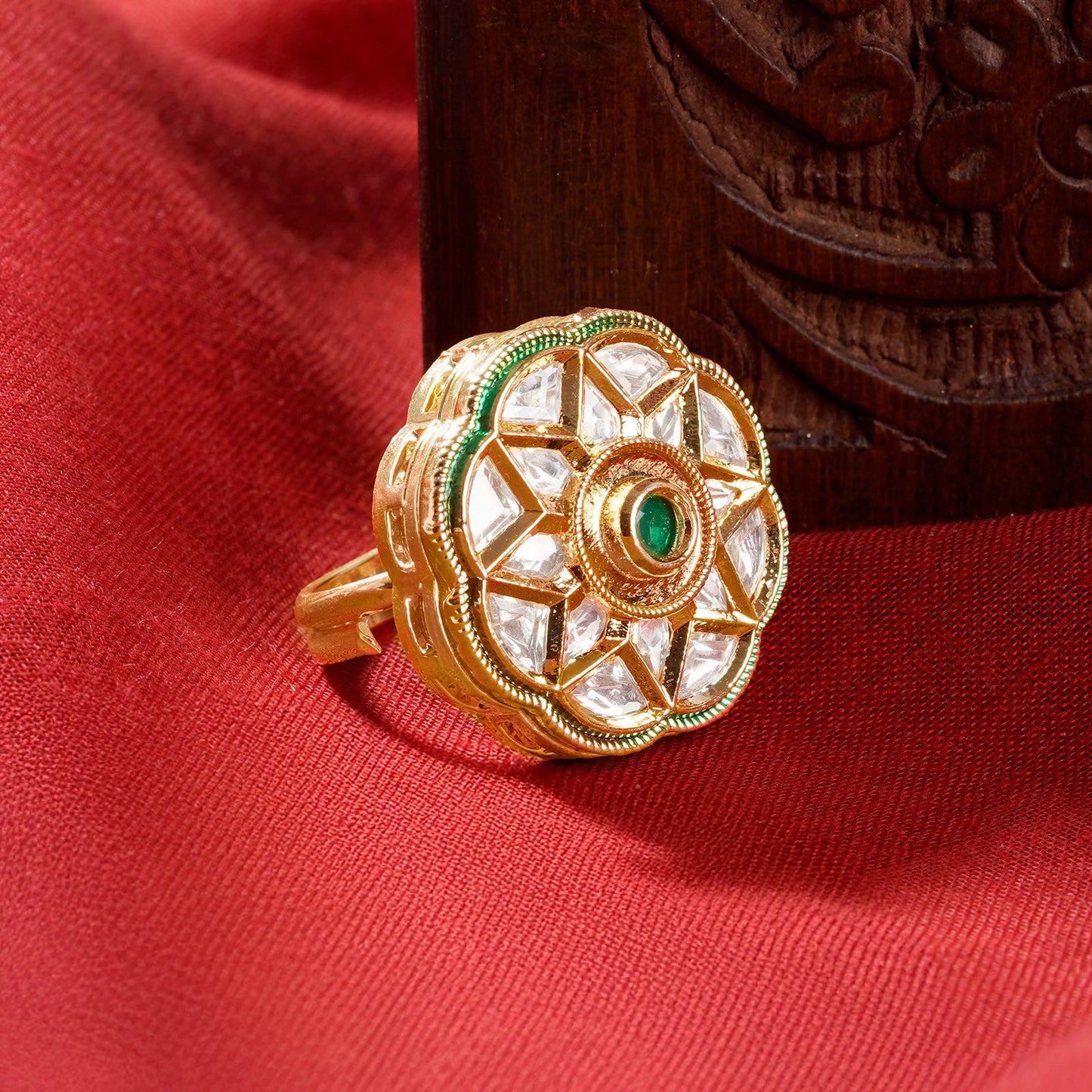 Teejh Vaniya Green and Gold Ring