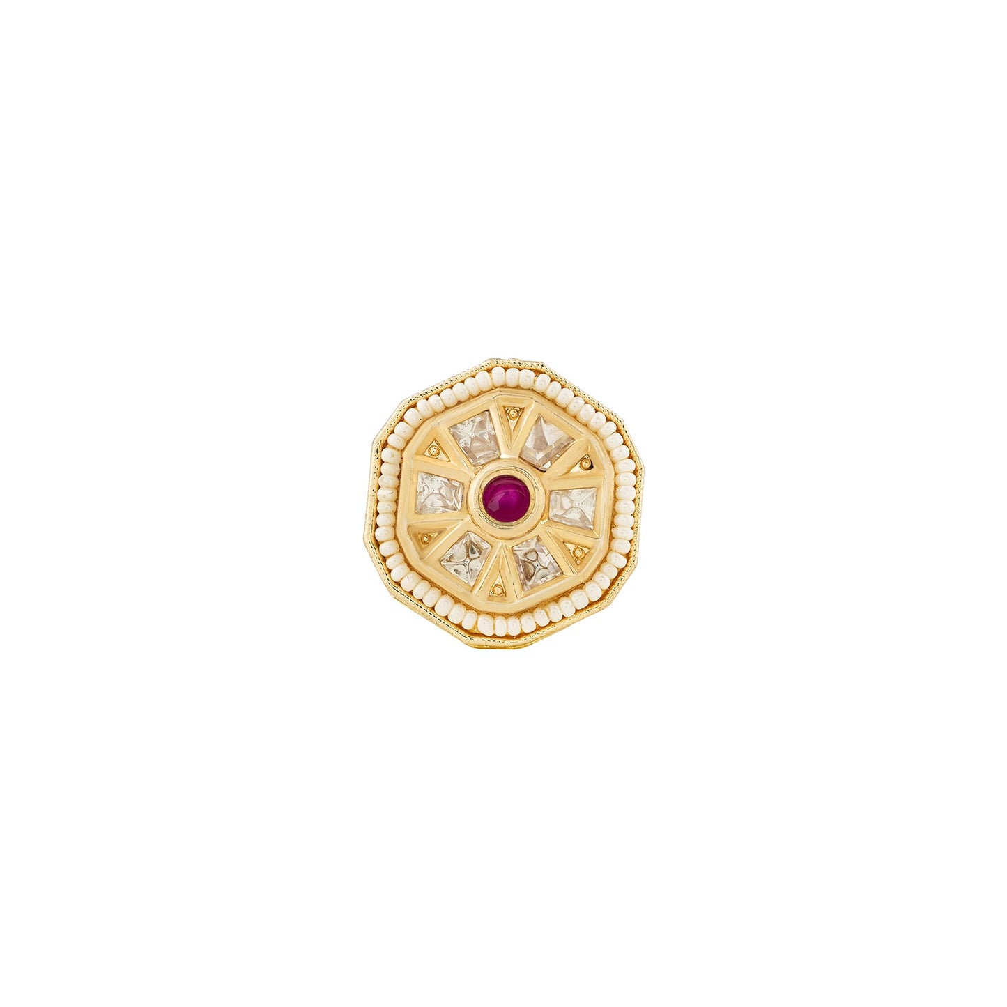 Teejh Priyali Red and Gold Ring