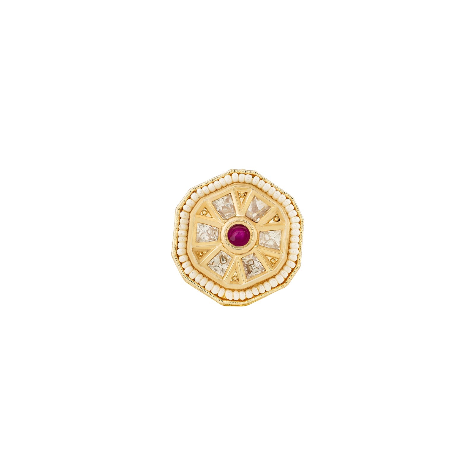 Teejh Priyali Red and Gold Ring
